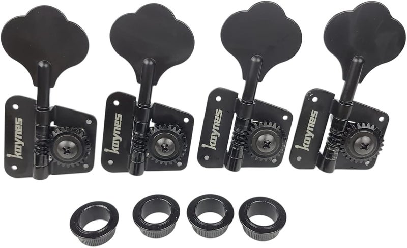 Kaynes Bass Tuners 1:26 Ratio Open Frame Tuning Key Pegs Machine Head Tuners for Electric Jazz Precision Instruments (Black) - Image 1